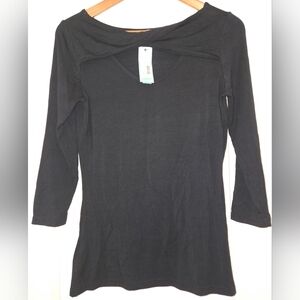NWT Women's Black Pixley Rummi Twist Front Keyhole Top Size Small